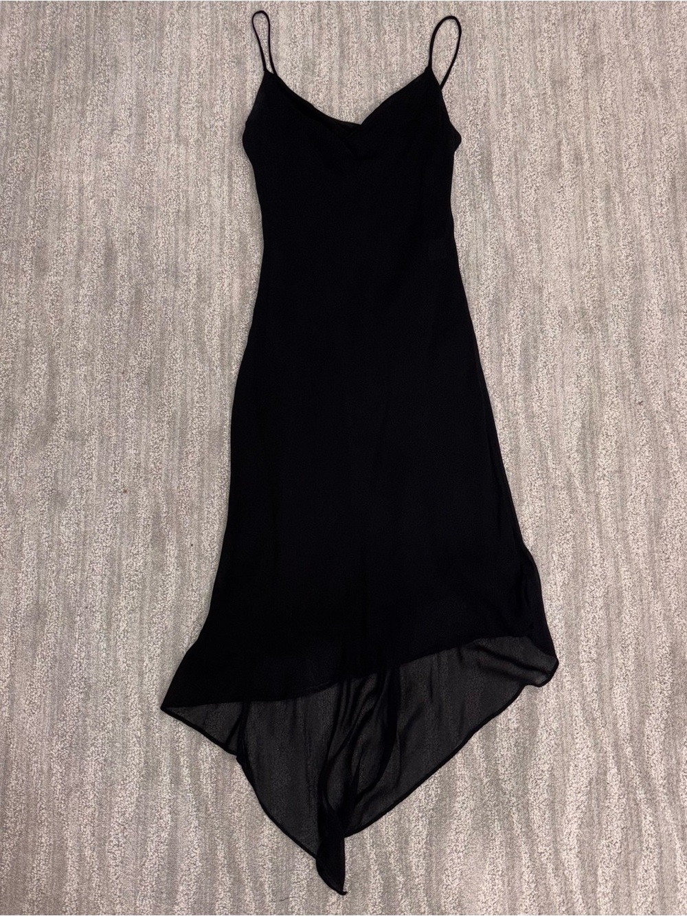 VTG Ceduxion Black Slip Dress Cowl Neck Asymmetric Whimsigoth Fairy 90’s Women S